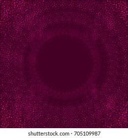 Purple background. Free center. Empty circle for the logo. Small particles on a violet background. Vector graphics.