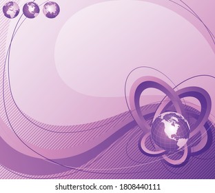 purple background, with globe outline