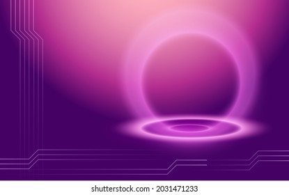 Purple background with glow. Light podium for your design