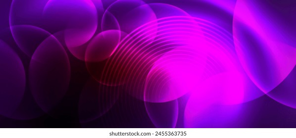 Un fondo púrpura con círculos y líneas brillantes Alta calidad