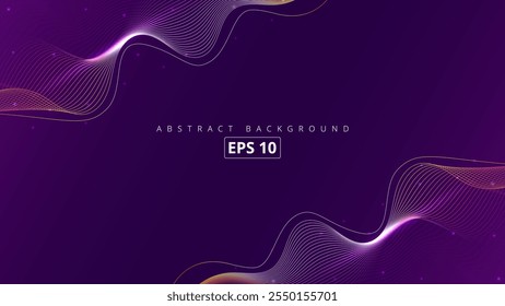 Purple background with glowing wavy lines and sparkles. Suitable for vibrant themed designs, backgrounds, and artistic digital projects.