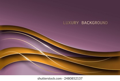 A purple background with gold and brown waves