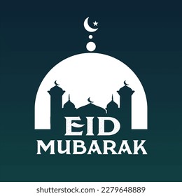 A purple background with a gold eid murak and a crescent moon and a star.