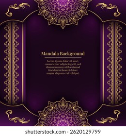 Purple background with gold mandala ornaments