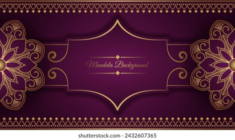 Purple background with golden mandala ornament