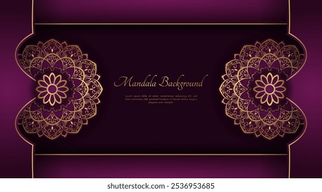 Purple background with golden mandala ornament