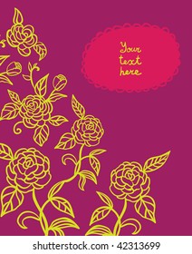 purple background with green roses