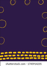 Purple background with hand drawn yellow dash lines and rings