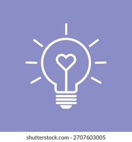 Vetor de ideia de bulbo cardíaco de fundo roxo	