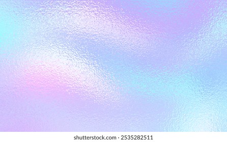 Fundo roxo. Textura da folha holográfica. Efeito de espelho iridescente. Fundo holográfico brilhante. Gradiente brilhante do arco-íris. Um lindo padrão sonhador. Papel azul rosa. Impressão de faísca. Ilustração vetorial