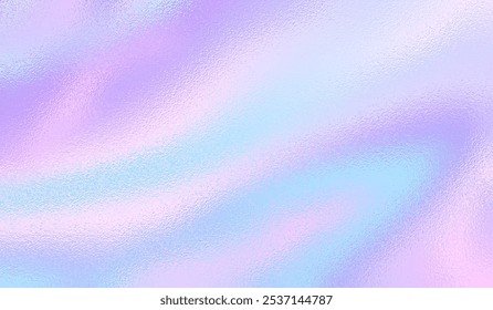 Purple background. Holograph foil texture. Iridescent mirror effect. Holographic glitter backdrop. Rainbow bright gradient. Cute dreamy pattern. Pink blue paper. Sparkle print. Vector illustration