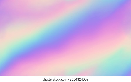 Purple background. Holograph foil texture. Iridescent mirror effect. Holographic glitter backdrop. Rainbow bright gradient. Cute dreamy pattern. Pink blue paper. Sparkle patern. Vector illustration