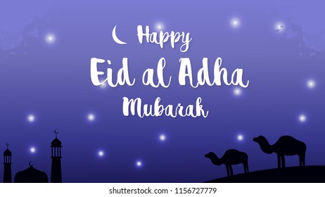 Purple Background with lettering Special Eid Al Adha Mubarak Vector Illustration EPS 10