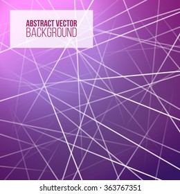 Purple background with light abstract graphic lines.Vector technology pattern with template text. Modern wallpaper design. Network gradient stripes. Presentation concept in techno style.