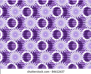Purple background with light lavender flowers and bright decor.