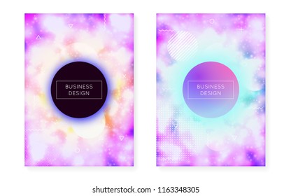 Purple background with liquid neon shapes. Luminous fluid. Fluorescent cover  with bauhaus gradient. Graphic template for brochure, banner, wallpaper, mobile screen. Lucid purple background.