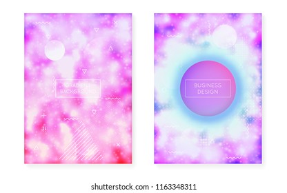 Purple background with liquid neon shapes. Luminous fluid. Fluorescent cover  with bauhaus gradient. Graphic template for flyer, ui, magazine, poster, banner and app. Dazzling purple background.