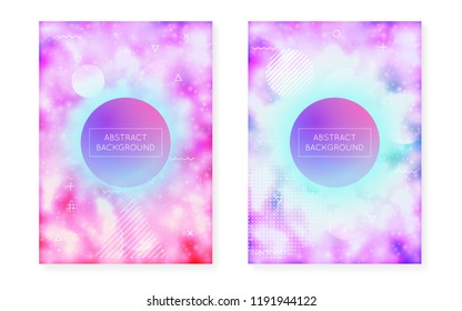 Purple background with liquid neon shapes. Luminous fluid. Fluorescent cover  with bauhaus gradient. Graphic template for flyer, ui, magazine, poster, banner and app. Iridescent purple background.