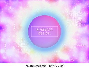 Purple background with liquid neon shapes. Luminous fluid. Fluorescent cover  with bauhaus gradient. Graphic template for placard, presentation, banner, brochure. Vibrant purple background.