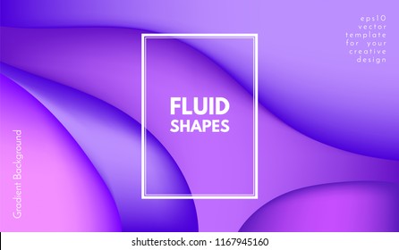 Purple Background with Liquid Shapes. Abstract Flow Poster. Trendy Gradients in Ultraviolet and Purple Colors. 3d Vector Illustration. Fluid Shapes Composition. Abstract Cover with Violet Gradient.