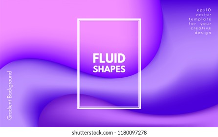 Purple Background with Liquid Shapes. Abstract Flow Poster. Trendy Gradients in Ultraviolet and Purple Colors. 3d Vector Illustration. Fluid Shapes Composition. Abstract Cover with Violet Gradient.
