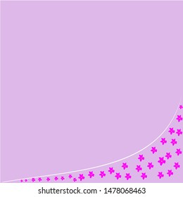 Purple Background. Little flower arranged as a curve on the right side