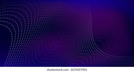 Purple background with many glowing particles. Information digital modern simple