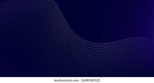 Fundo roxo com muitas partículas brilhantes. Informação digital moderna partículas linha ponto