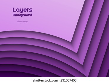 Purple background as many wavy layers. Vector design.