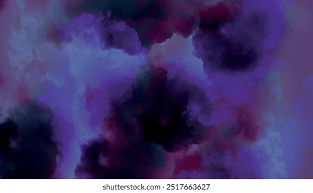 Arrière-plan violet avec brouillard, fumée, étoiles. Arrière-plan violet avec brouillard, fumée, étoiles. Abstrait Nuages de Smoke violets sur fond noir	
