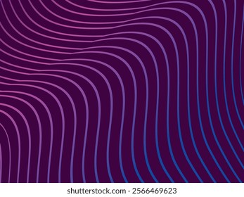 Purple background with multicolored gradient wavy lines. Minimal layout design template for web pages and business presentations.