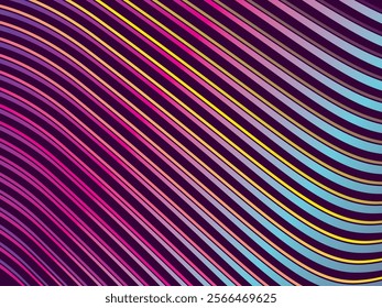 Purple background with multicolored gradient wavy lines. Minimal layout design template for web pages and business presentations.
