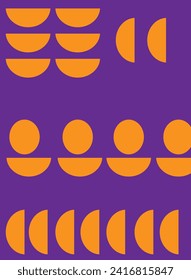 purple background with orange circles and semi circles