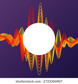 A purple background with orange and yellow waves