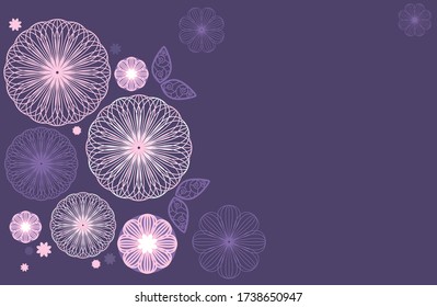 Purple background with pink flower.