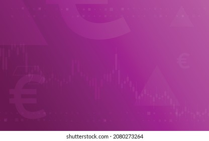 purple background, random minimalist currency euro symbol illustration vector for logo, card, banner, web and printing.