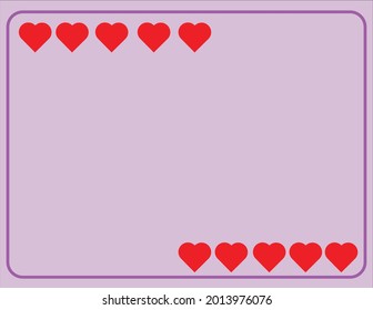 Purple background with red hearts to write messages.