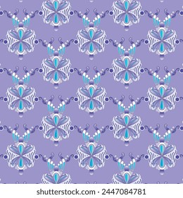 purple background with repeated abstract tribe pattern