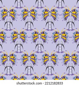 purple background with repeated colorful abstract pattern