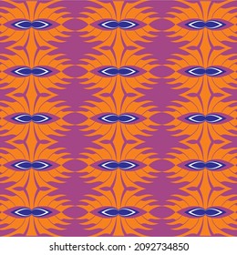 purple background with repeated orange abstract pattern