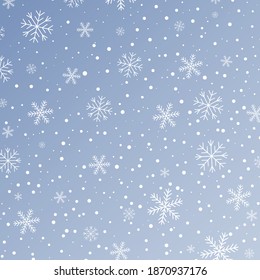 Purple background with snowfall. Snowy winter Christmas and New Year texture decoration. White falling snowflakes