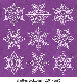 Purple  background with snowflakes, vector illustration