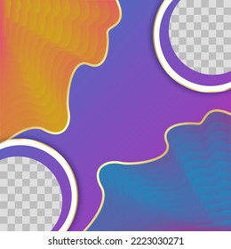 Purple background, sosial media post template vector.