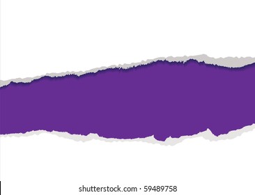 Purple background with torn strip and feathered edges copyspace