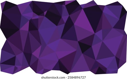 A purple background with a lot of triangles. The triangles are arranged in a way that creates a sense of movement and energy. Scene is dynamic and lively