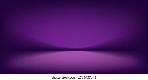 Pared de fondo púrpura Sala de estudio con focos, sombra en el piso. Espectáculo de escenario de fondo violeta oscuro vacío con luz de neón para la presentación del producto, soporte de podio de exhibición de hiedra 3D de Vector 