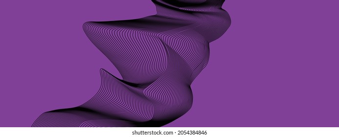 Purple background and waves of black lines