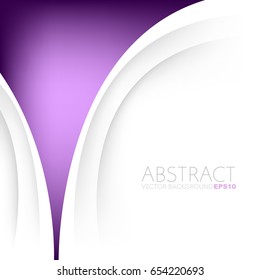 Purple background with white curve overlap paper layer and space for text and message design