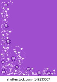 purple background with purple and white flowers