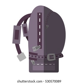 Purple Backpack Hike Traveler Side View Shadow Vector Illustration Eps 10